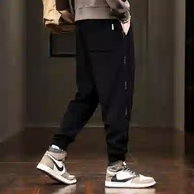羽浅 潮牌宽松百搭运动束脚哈伦九分休闲裤 男款