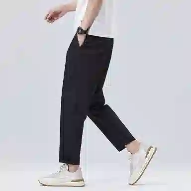 羽浅 运动修身直筒透气日常通勤百搭半松紧腰舒适弹力九分休闲裤 男款