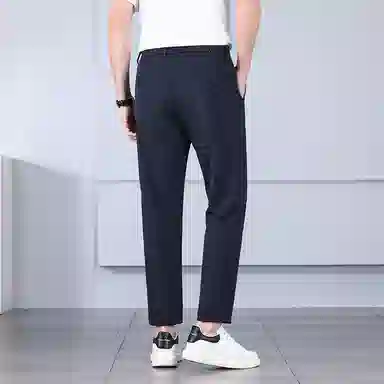 羽浅 夏季轻薄透气舒适冰丝九分裤时尚免烫抗皱高弹力商务小西裤潮流百搭显瘦休闲裤 男款