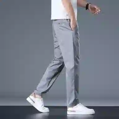 羽浅 水洗长裤宽松直筒卡其色垂感小西裤夏季薄款弹力裤子休闲裤 男女同款