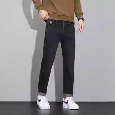 羽浅 潮牌美式复古青年宽松直筒百搭牛仔裤 男款
