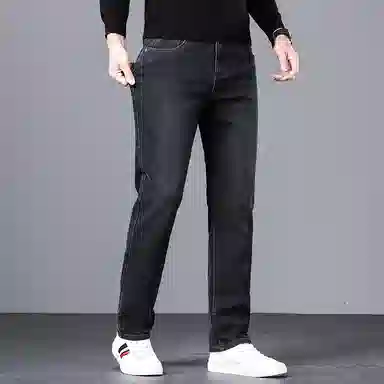羽浅 潮牌时尚做旧棉弹长裤潮流宽松直筒百搭弹力裤子轻商务休闲牛仔裤 男款