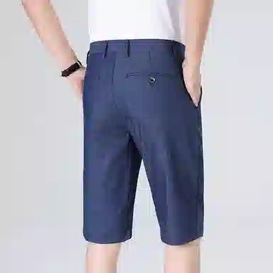 羽浅 高档莱赛尔天丝五分裤夏季薄款商务休闲时尚中裤潮流宽松直筒牛仔短裤 男款