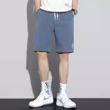 羽浅 时尚舒适宽松中裤外穿五分直筒休闲短裤 男款