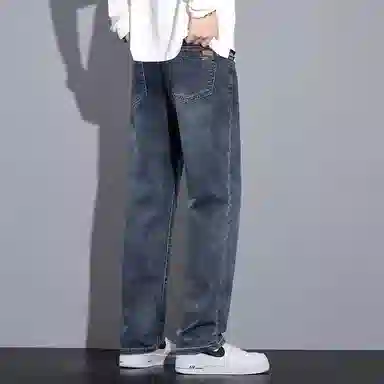 羽浅 秋冬季潮牌复古百搭休闲长裤潮流怀旧时尚耐磨宽松直筒牛仔裤 男款