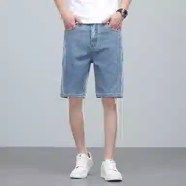 羽浅 夏季高档莱赛尔舒适五分裤休闲百搭中裤潮牌修身显瘦牛仔短裤 男款
