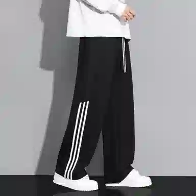 羽浅 潮牌痞帅垂感运动长裤时尚宽松直筒百搭休闲裤 男款