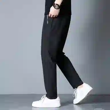 羽浅 夏季薄款凉感冰丝裤潮流拉链口袋运动长裤时尚简约百搭弹力休闲裤 男款