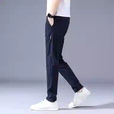 羽浅 夏天薄款冰丝运动长裤潮流弹力修身时尚简约百搭休闲裤 男款
