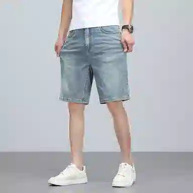 羽浅 夏季高档莱赛尔舒适五分裤休闲百搭中裤潮牌修身显瘦牛仔短裤 男款