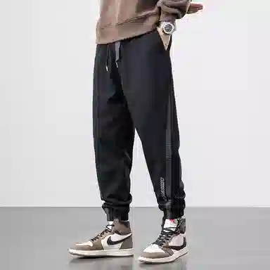 羽浅 百搭运动拼接宽松束脚哈伦休闲裤 男款