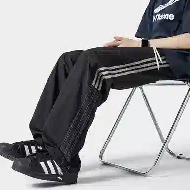 羽浅 美式三条杠运动裤夏季速干冰丝裤高街百搭阔腿潮牌休闲裤 男女同款
