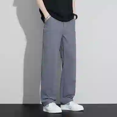 羽浅 美式工装多口袋宽松直筒薄款速干透气纯色百搭舒适休闲裤 男款