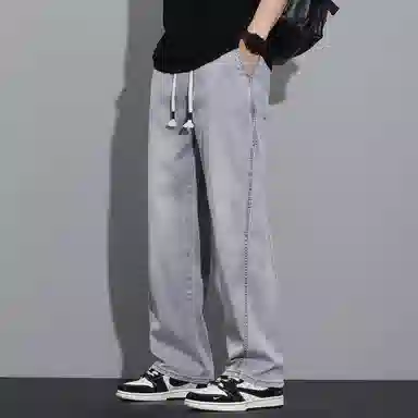 羽浅 宽松直筒薄款简约设计牛仔裤 男款