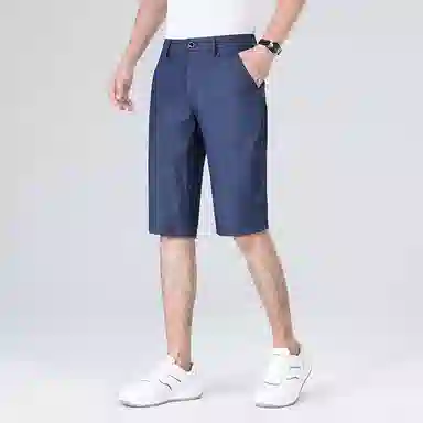 羽浅 高档莱赛尔天丝五分裤夏季薄款商务休闲时尚中裤潮流宽松直筒牛仔短裤 男款
