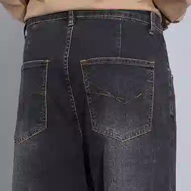 羽浅 秋冬季潮牌复古休闲宽松显瘦阔腿长裤潮流怀旧时尚耐磨百搭直筒牛仔裤 男款