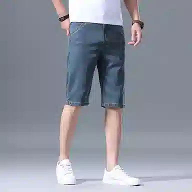 羽浅 夏季薄款莱赛尔天丝五分裤商务休闲直筒中裤时尚弹力修身舒适百搭牛仔短裤 男款