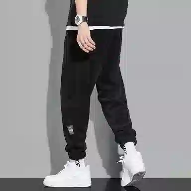 羽浅 宽松束脚简约百搭舒适弹力运动九分休闲裤 男款