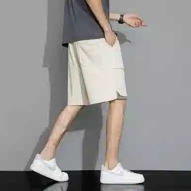 羽浅 宽松百搭时尚舒适运动五分裤松紧工装休闲短裤 男款