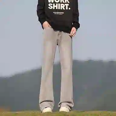 羽浅 港风运动宽松时尚简约直筒裤休闲长裤牛仔裤 男女同款