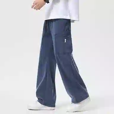 羽浅 松紧腰薄款宽松直筒垂感美式休闲裤 男款