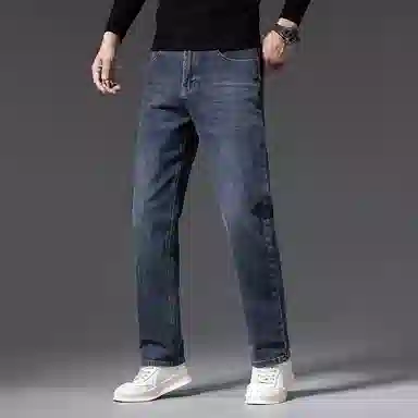 羽浅 宽松弹力直筒商务休闲时尚百搭牛仔裤 男款