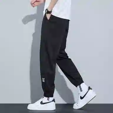 羽浅 字母印花薄款冰丝速干舒适耐穿透气简约运动束脚休闲裤 男款