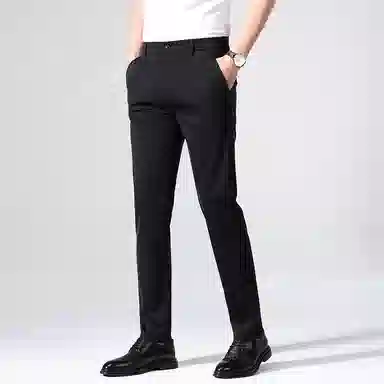 羽浅 高端桑蚕丝轻薄透气凉感舒适长裤时尚商务弹力裤子潮流合体百搭直筒休闲裤 男款