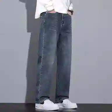 羽浅 秋冬季潮牌复古百搭休闲长裤潮流怀旧时尚耐磨宽松直筒牛仔裤 男款