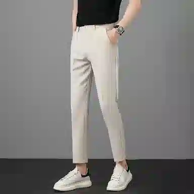 羽浅 薄款轻商务通勤纯色舒适透气时尚百搭锥形九分休闲裤 男款