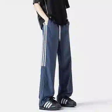羽浅 美式三条杠运动裤夏季速干冰丝裤高街百搭阔腿潮牌休闲裤 男女同款