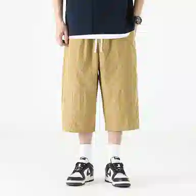 羽浅 潮牌个性拼接七分裤时尚工装休闲短裤 男款