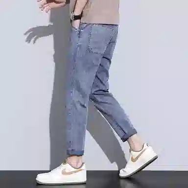 羽浅 时尚复古时尚个性舒适直筒九分牛仔裤 男款
