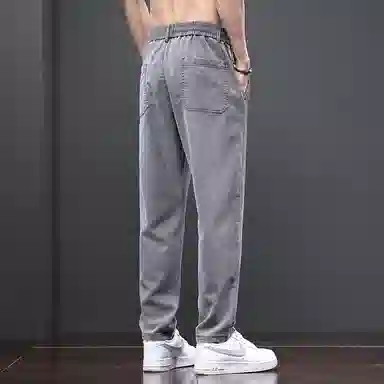 羽浅 潮流百搭宽松直筒薄款简约舒适显高显瘦个性时尚弹力拼接工装休闲裤 男款