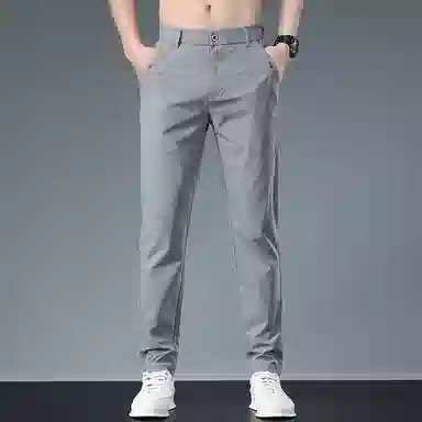 羽浅 夏季薄款宽松直筒高级感青年商务裤子冰丝透气西裤休闲裤 男女同款