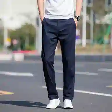 羽浅 高端竹纤维轻薄透气弹力舒适长裤时尚商务大码裤子潮流宽松直筒百搭休闲裤 男款