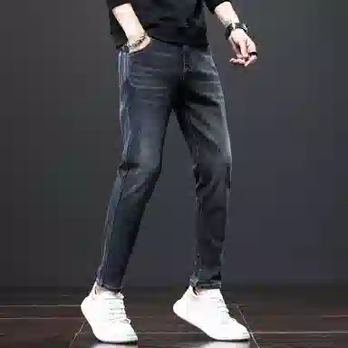 羽浅 百搭潮流潮牌弹力宽松直筒牛仔裤 男款
