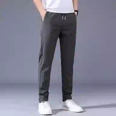 羽浅 夏天薄款冰丝运动长裤潮流弹力修身时尚简约百搭休闲裤 男款