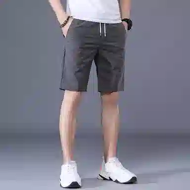 羽浅 夏季薄款冰丝五分裤弹力运动中裤时尚抽绳百搭显瘦休闲短裤 男款