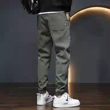 羽浅 哈伦春秋季潮流时尚百搭帅气弹力拼接工装束脚九分休闲裤 男款