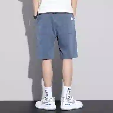 羽浅 时尚舒适宽松中裤外穿五分直筒休闲短裤 男款