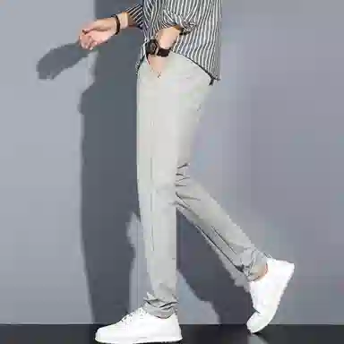 羽浅 夏季薄款直筒百搭舒适纯色弹力潮流时尚个性小脚休闲裤 男款
