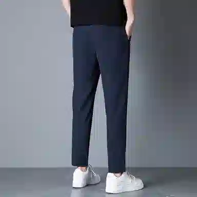 羽浅 夏季薄款凉感冰丝裤潮流拉链口袋运动长裤时尚简约百搭弹力休闲裤 男款