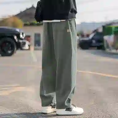 羽浅 宽松直筒垂感时尚潮流百搭日系简约舒适痞帅阔腿运动休闲裤 男款