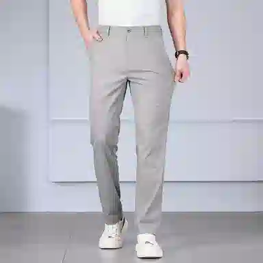 羽浅 高档莱赛尔天丝轻薄透气亚麻长裤时尚免烫商务弹力裤子潮流百搭合体直筒休闲裤 男款