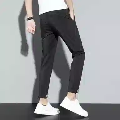 羽浅 夏季薄款冰丝弹力九分裤时尚潮流条纹百搭轻商务简约休闲裤 男款