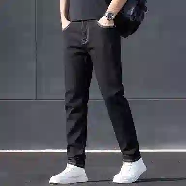 羽浅 宽松直筒弹力舒适休闲高级感时尚简约耐穿耐磨长裤牛仔裤 男款