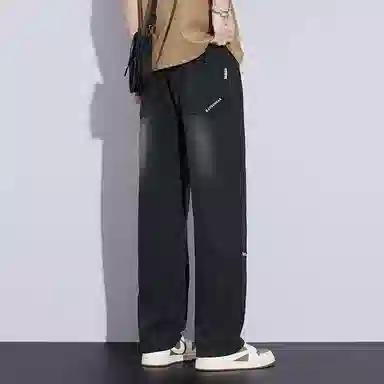 羽浅 潮流莱赛尔天丝透气百搭长裤时尚个性刺绣弹力宽松直筒牛仔裤 男款
