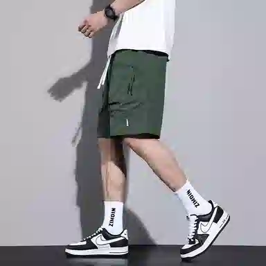 羽浅 薄款冰丝透气速干工装五分裤潮流外穿宽松直筒百搭舒适休闲短裤 男款