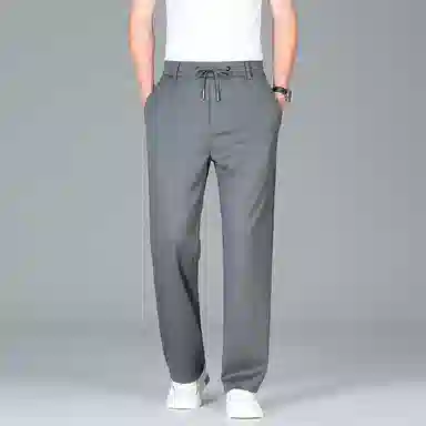 羽浅 夏季薄款宽松直筒凉感速干舒适透气纯色百搭弹力运动休闲裤 男款